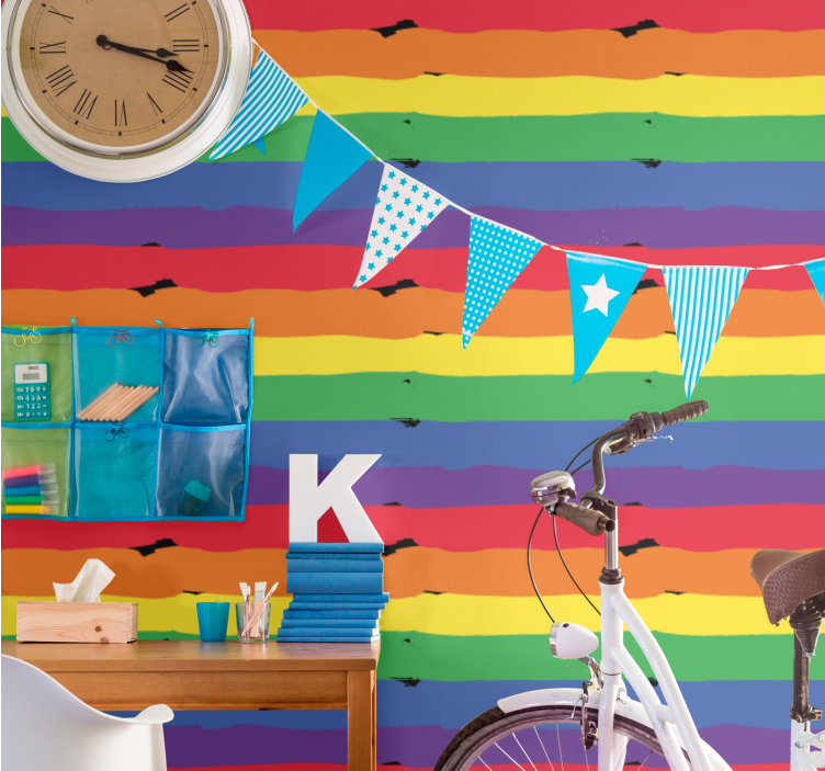 Rainbow Striped Background striped wallpaper - TenStickers