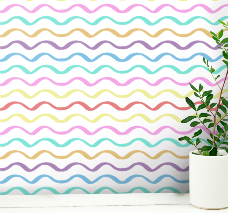 Rainbow wave pattern Hallway Wallpaper - TenStickers