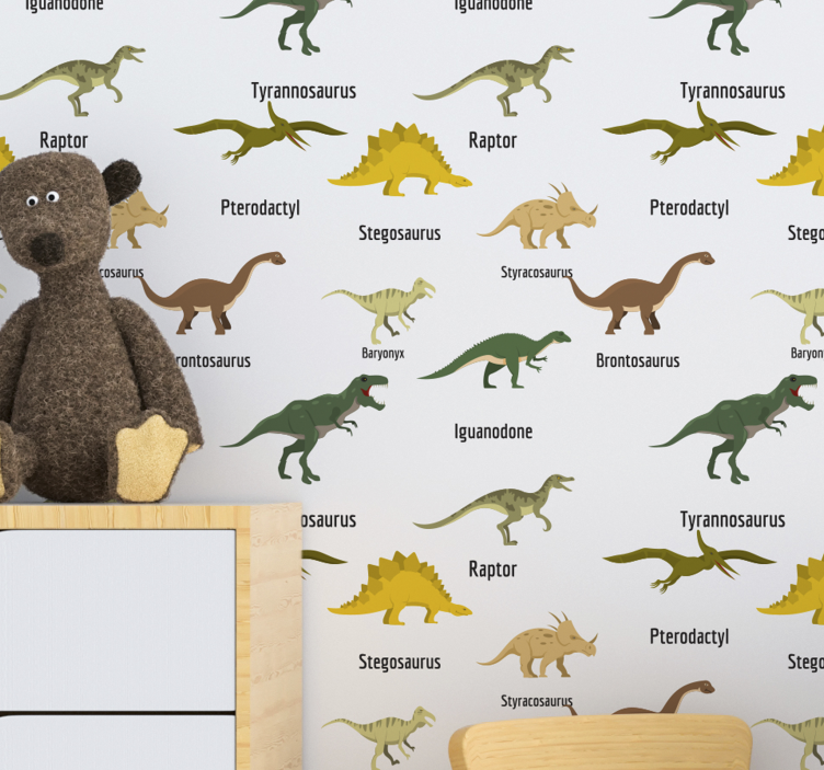 Realistic dinosaurs with names kids wallpaper - TenStickers