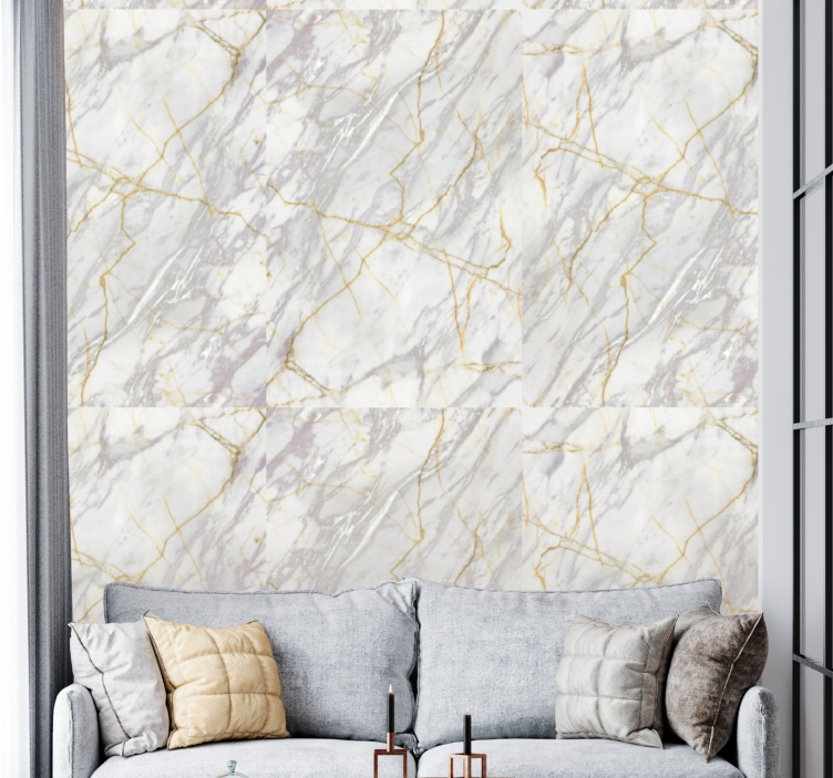 Realistic gray gold  marble wallpaper - TenStickers
