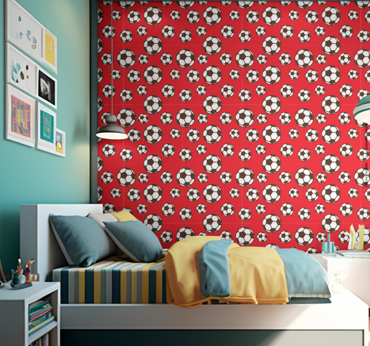 Red with balls Childrens Wallpaper - TenStickers
