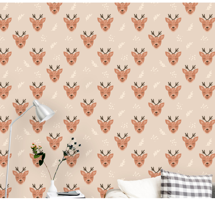Reindeer Pattern animal wallpaper - TenStickers