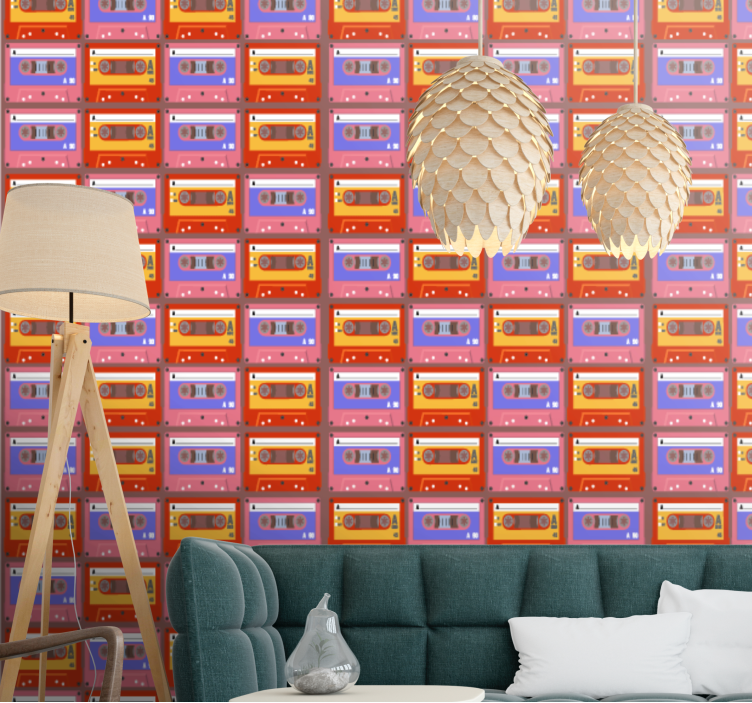 Retro Cassette Array art wallpaper - TenStickers