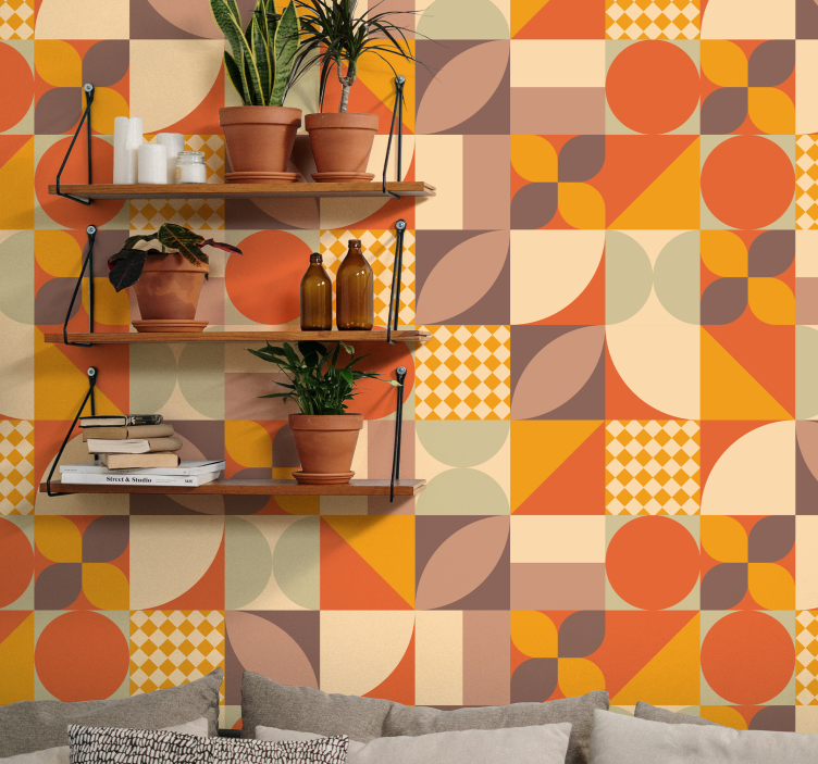 Retro Geometric Shapes geometric wallpaper - TenStickers