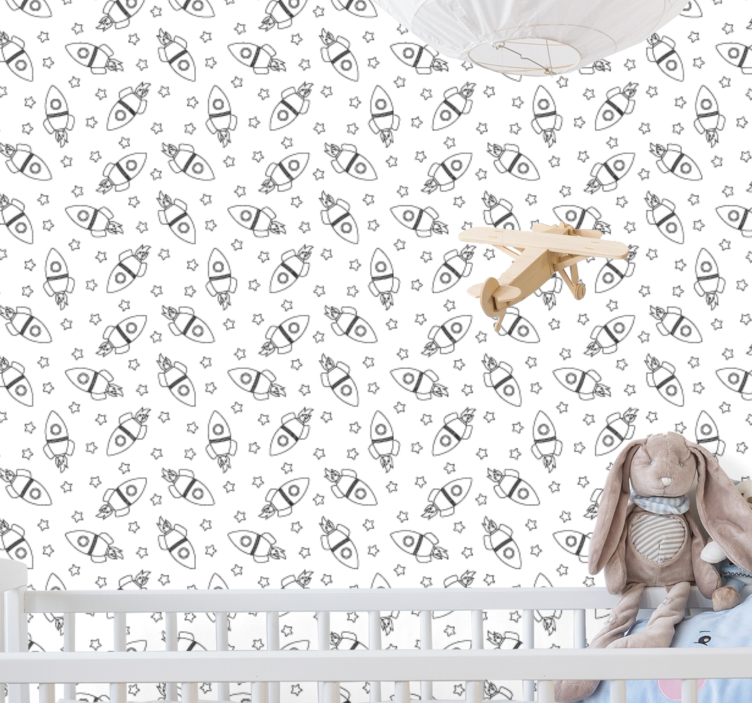 Rocket Pattern nursery wallpaper - TenStickers