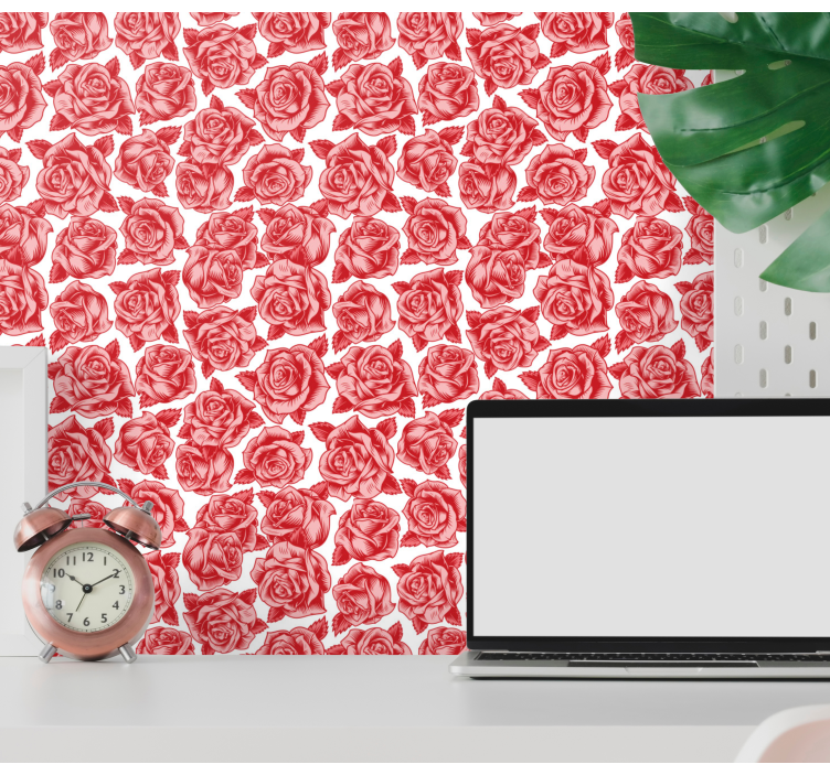 Rose Pattern Elegance flower wallpaper - TenStickers