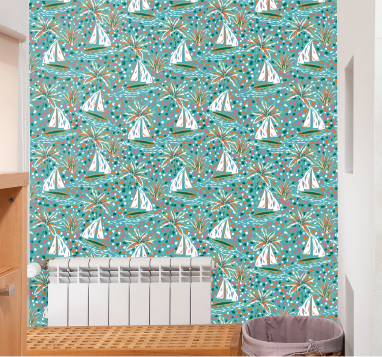 Sailing Motif scandinavian wallpaper - TenStickers
