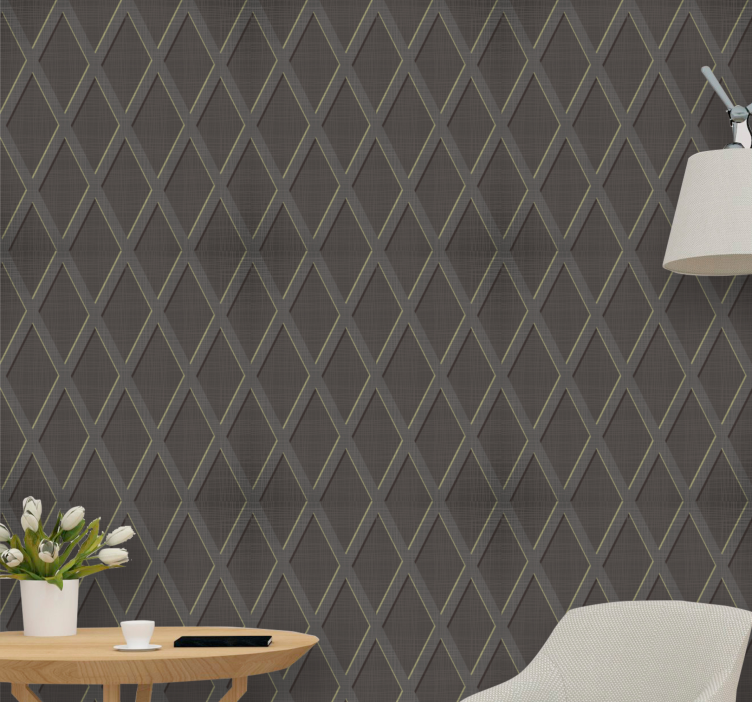 Scandinavian brown diamond pattern wallpaper - TenStickers