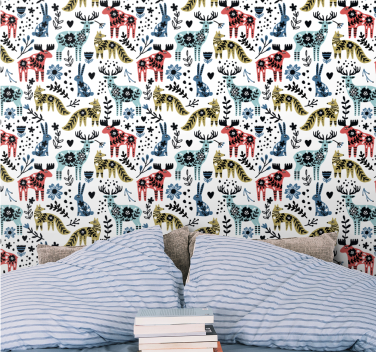 Scandinavian Fauna animal wallpaper - TenStickers