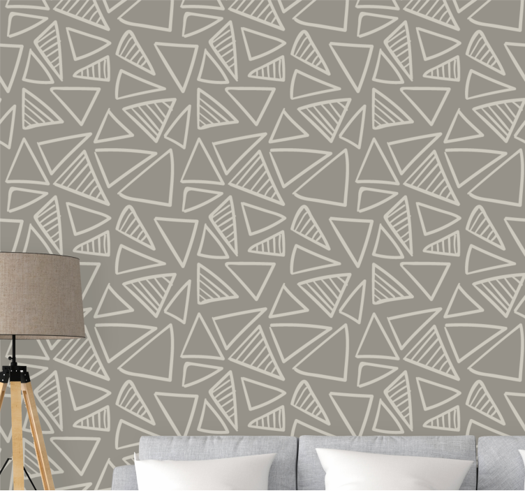 Scandinavian gray triangle pattern Wallpaper - TenStickers