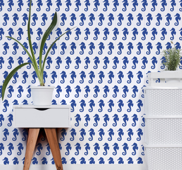 Seahorse Pattern animal wallpaper - TenStickers