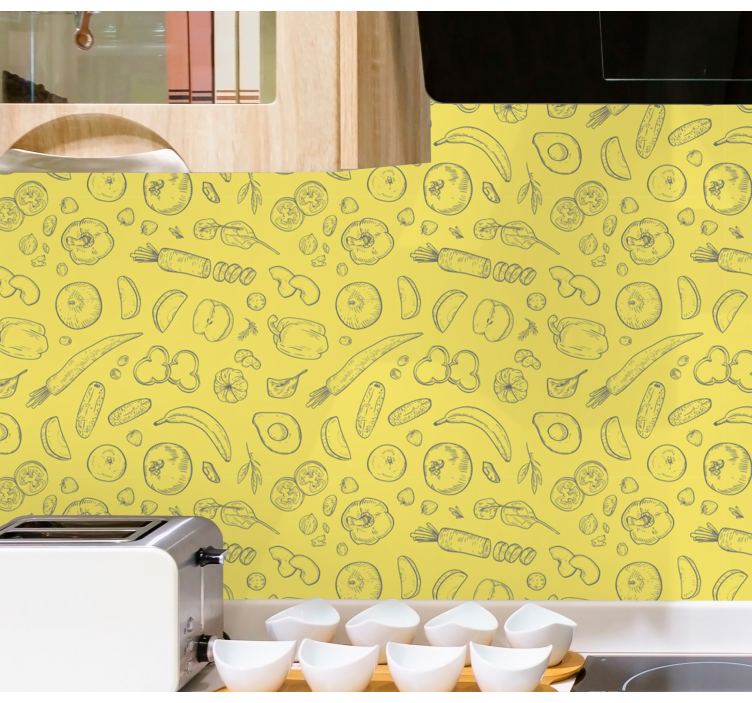 Set of fruits and vegetables kitchen wallpaper - TenStickers