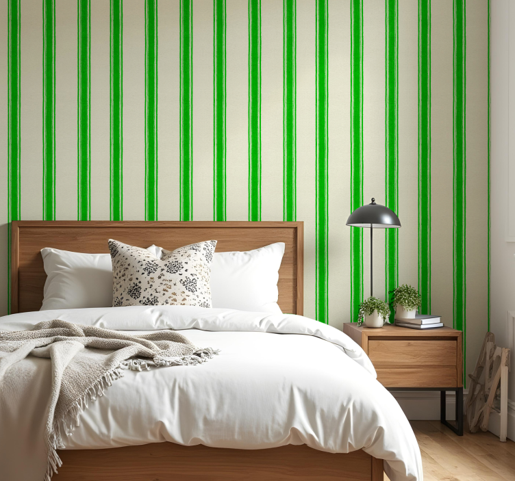 Shapes wallpaper vertical green stripes - TenStickers