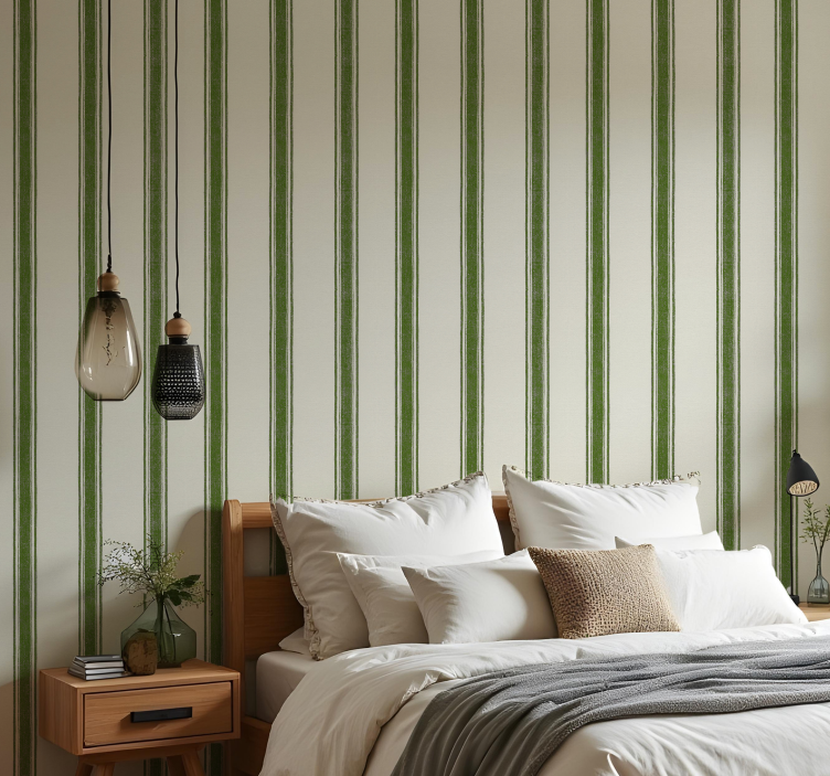 Shapes wallpaper vertical lines moss green - TenStickers
