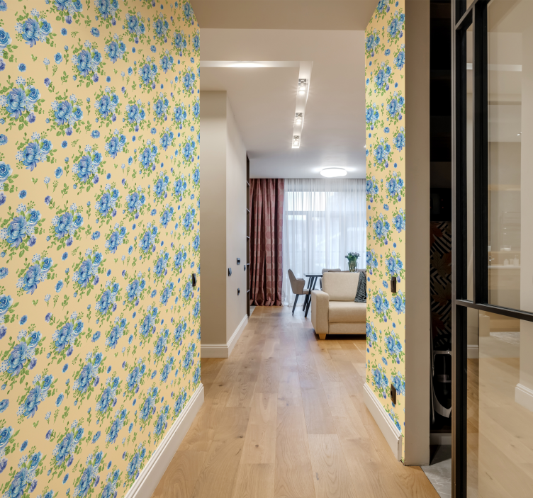 Flower Pattern Hallway Wallpaper - TenStickers