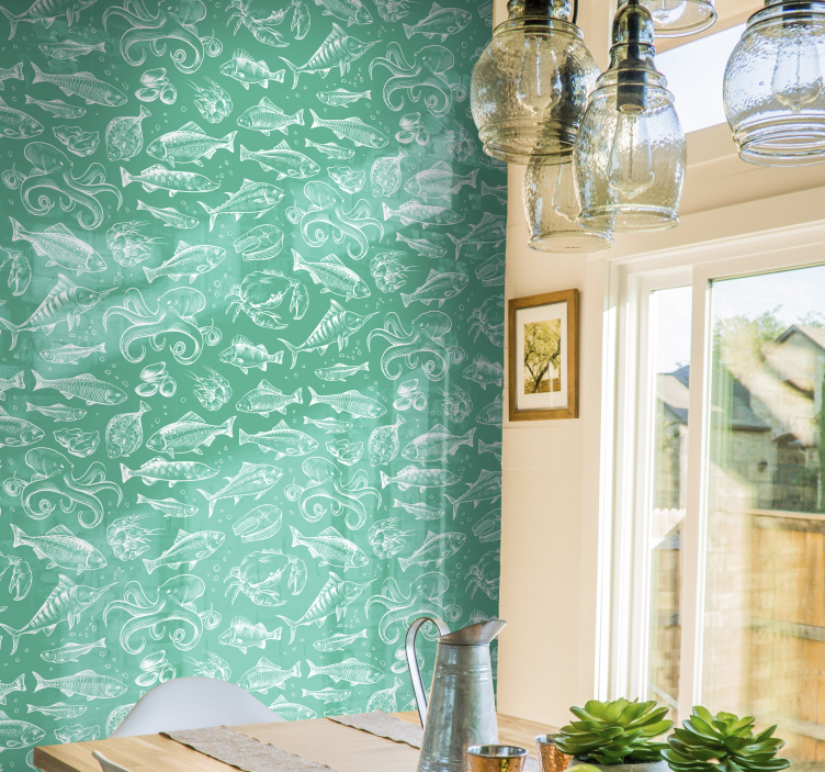 Sketch fish hand draw Animal Wallpaper - TenStickers