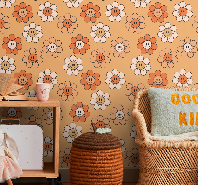 Smiling Floral Pattern flower wallpaper - TenStickers