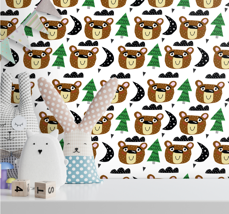 Bears and trees children wallpaper - TenStickers