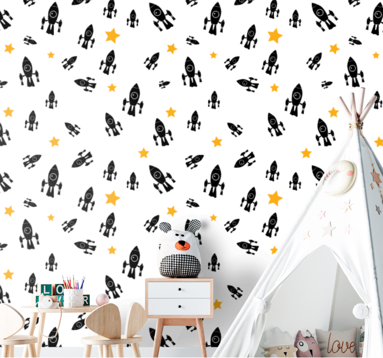 Space Adventure Pattern nursery wallpaper - TenStickers