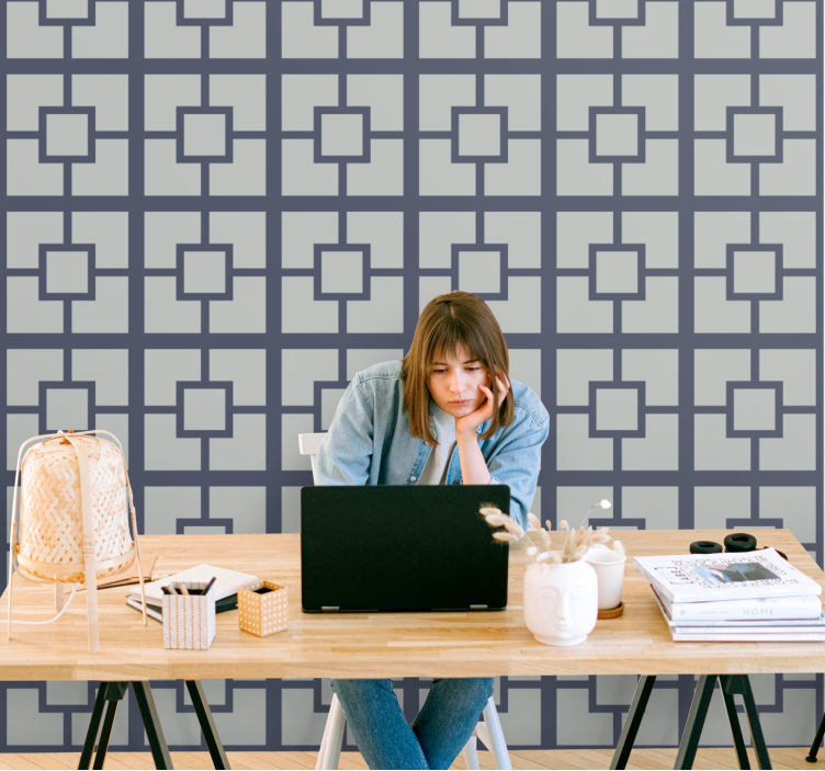 Square pattern layout office wallpaper - TenStickers