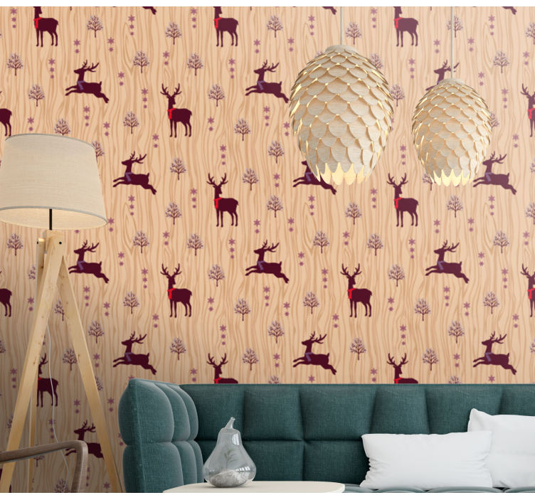 Stag wood panel Animal Wallpaper - TenStickers