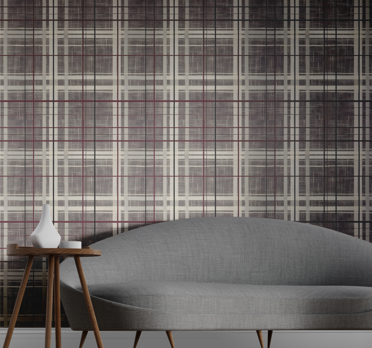 Stone effect Scotthish pattern square wallpaper - TenStickers