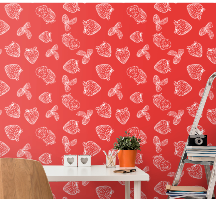 Strawberry doodle pattern Kitchen Wallpaper - TenStickers