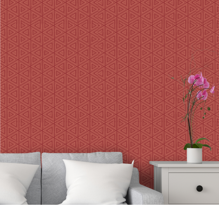 Stunning red pattern triangle wallpaper - TenStickers