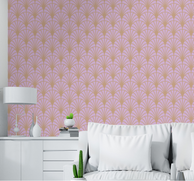 Stylised floral elements living room wallpaper - TenStickers