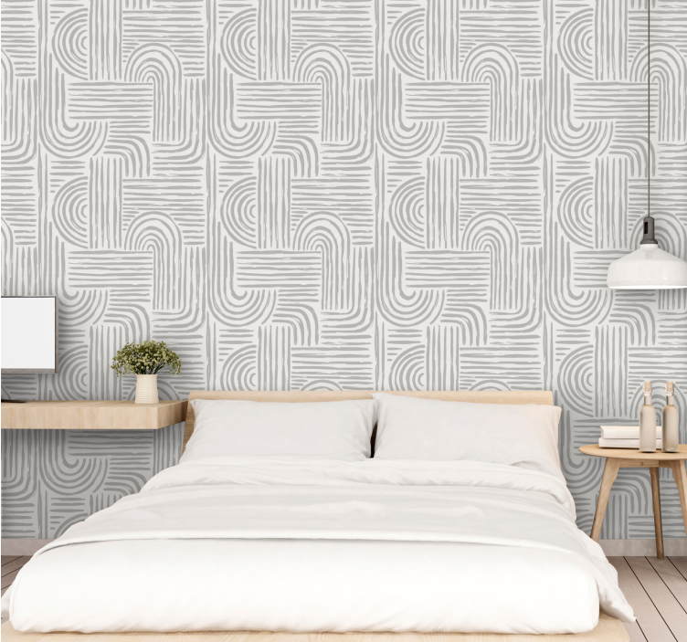 Stylish Curved Lines geometric wallpaper - TenStickers