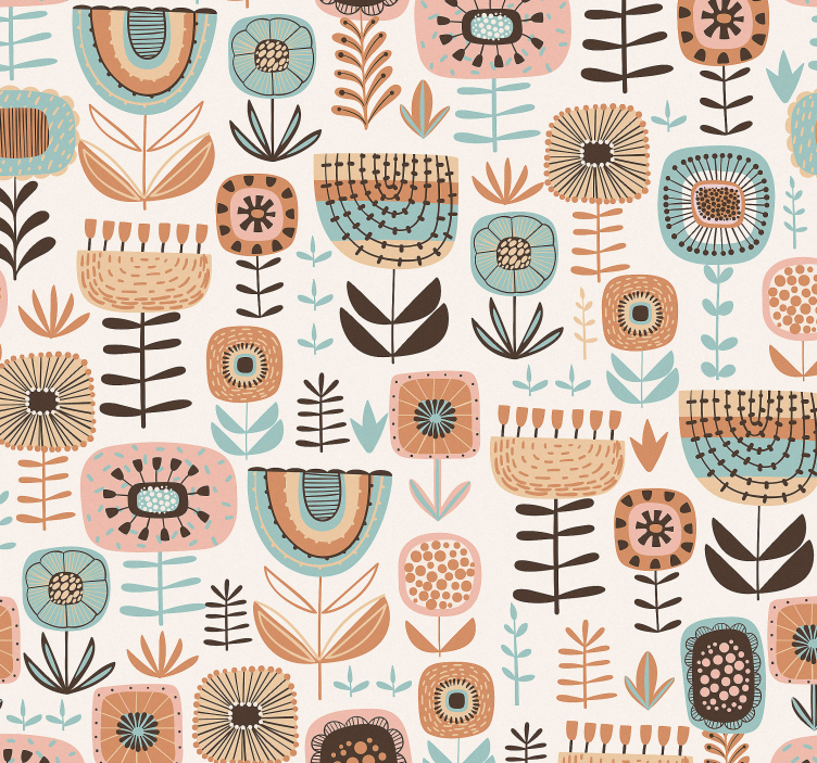 Stylized Botanicals flower wallpaper - TenStickers