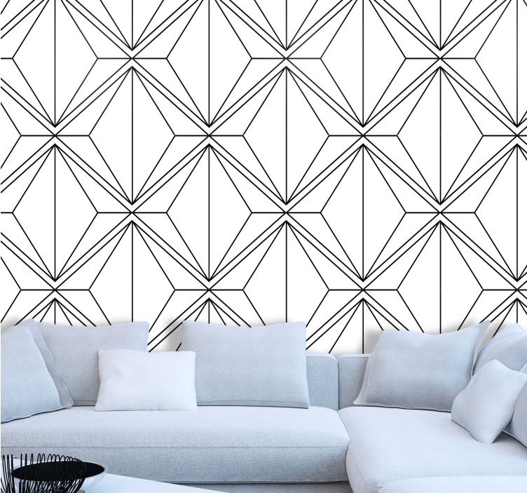 Stylised diamond shapes geometric wallpaper - TenStickers
