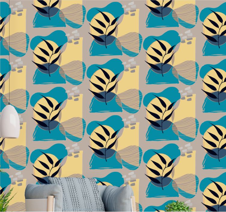 Stylized Leaf Pattern floral ornament wallpaper - TenStickers