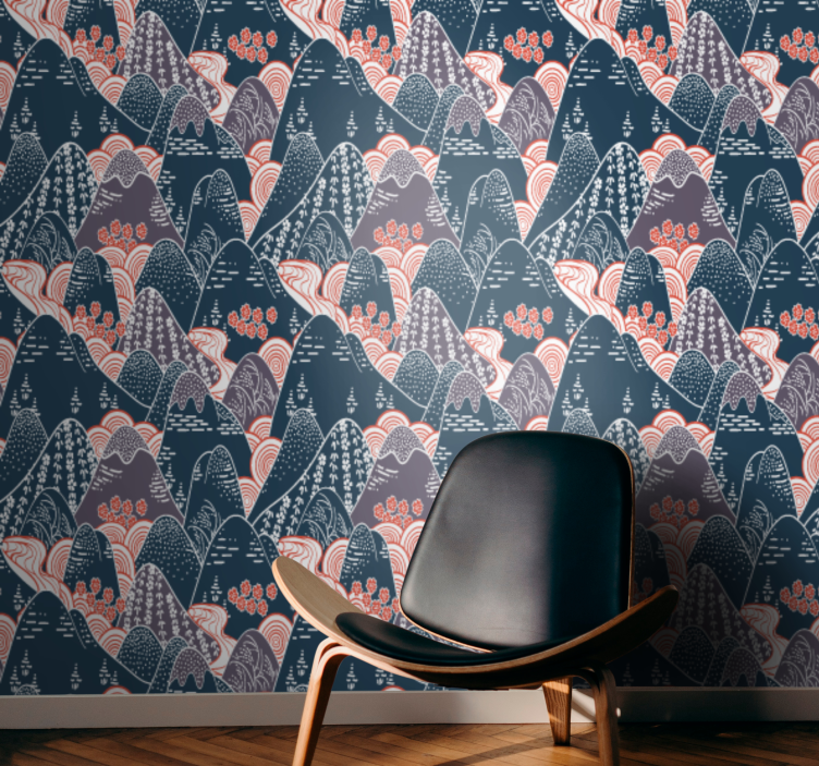 Stylized Mountain Range nature wallpaper - TenStickers