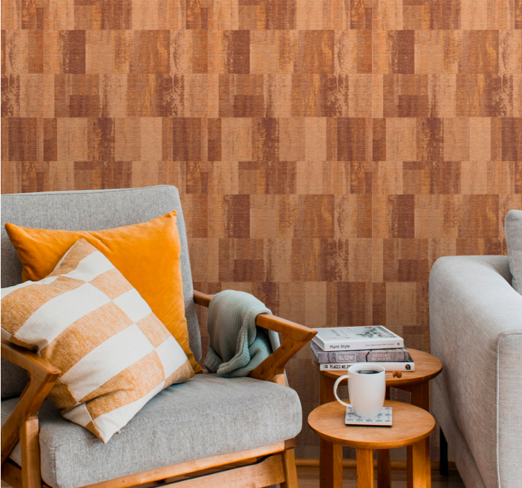 Terracotta squares pattern  wallpaper - TenStickers