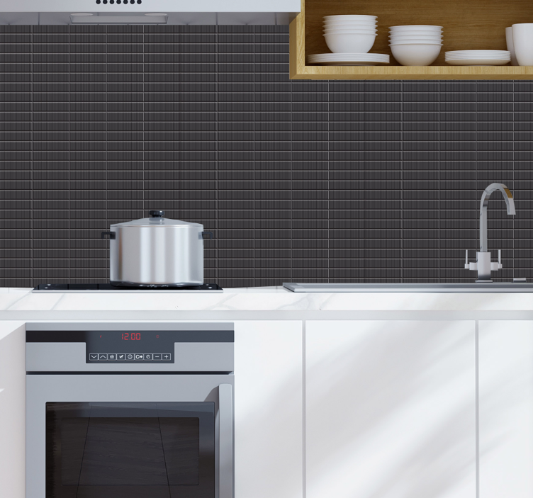 Textured black kitchen motif tile wallpaper - TenStickers