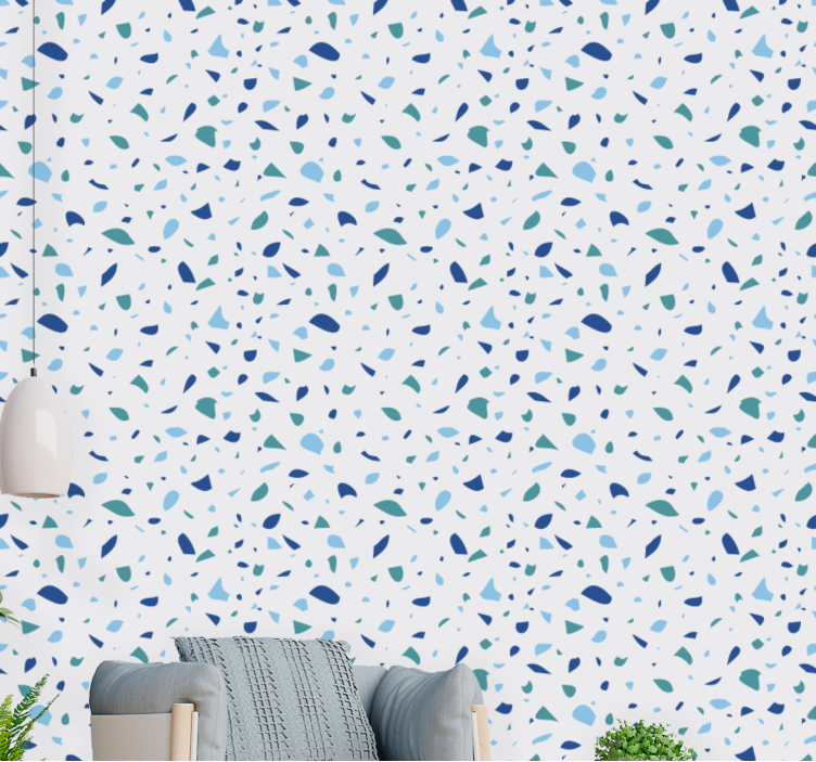 Blue simple terrazzo texture pattern wallpaper - TenStickers