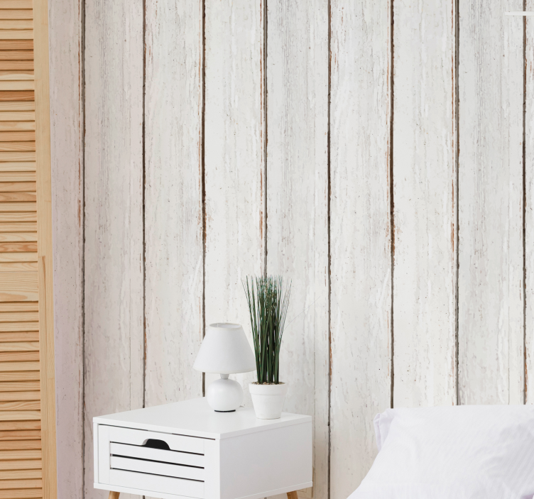 Textured white panels wood wallpaper - TenStickers