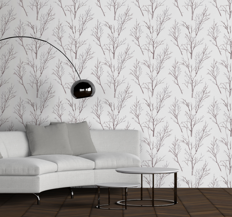Thin branches gray wallpaper - TenStickers