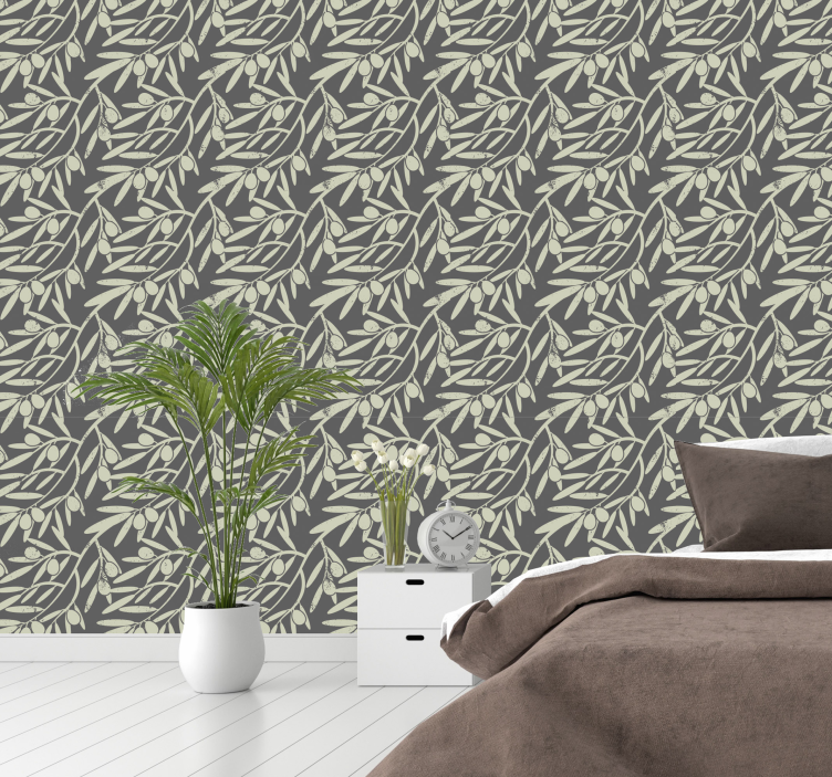 Trees on grey background glamour tree wallpaper - TenStickers