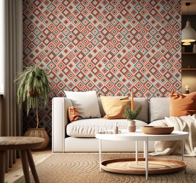 tribal boho pattern Living room wallpaper - TenStickers