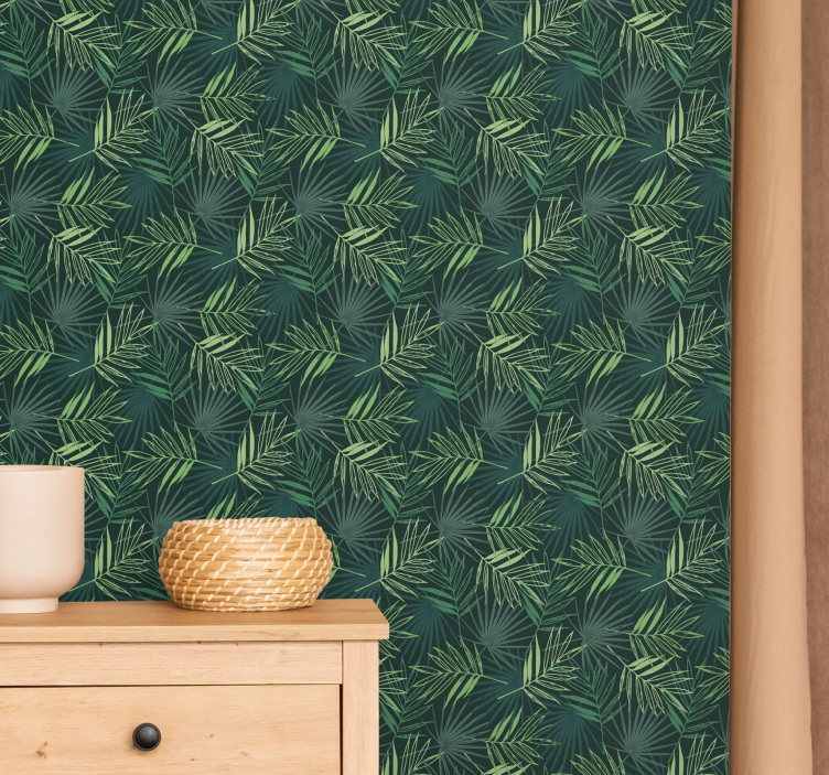 Tropical Blend Pattern leaf wallpaper - TenStickers