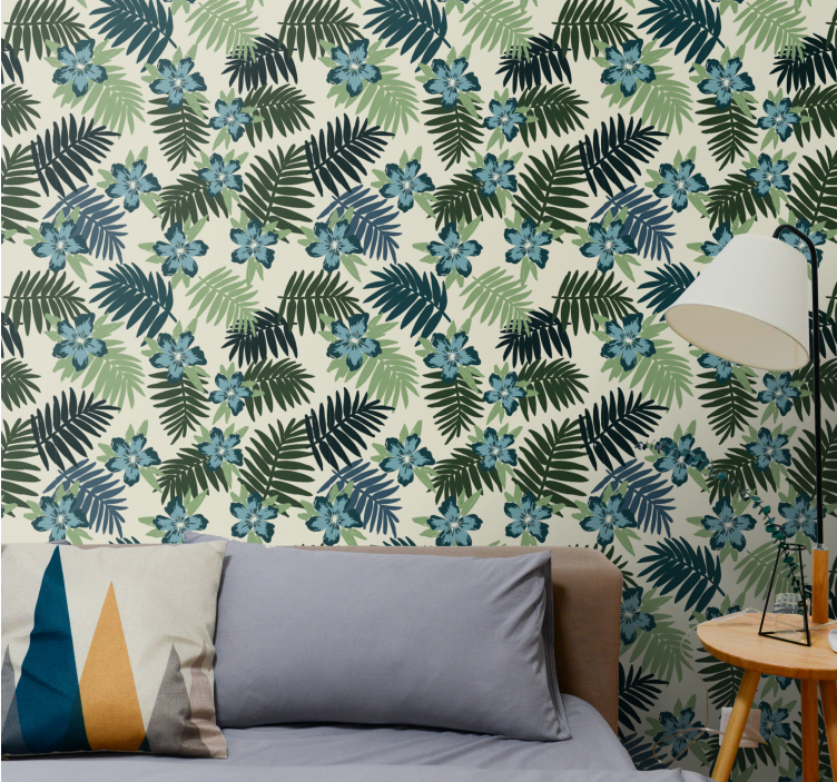 Tropical botanical pattern leaf wallpaper - TenStickers