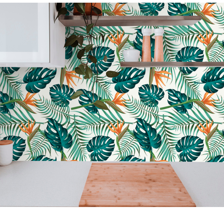 Tropical Leaf Print leaf wallpaper - TenStickers