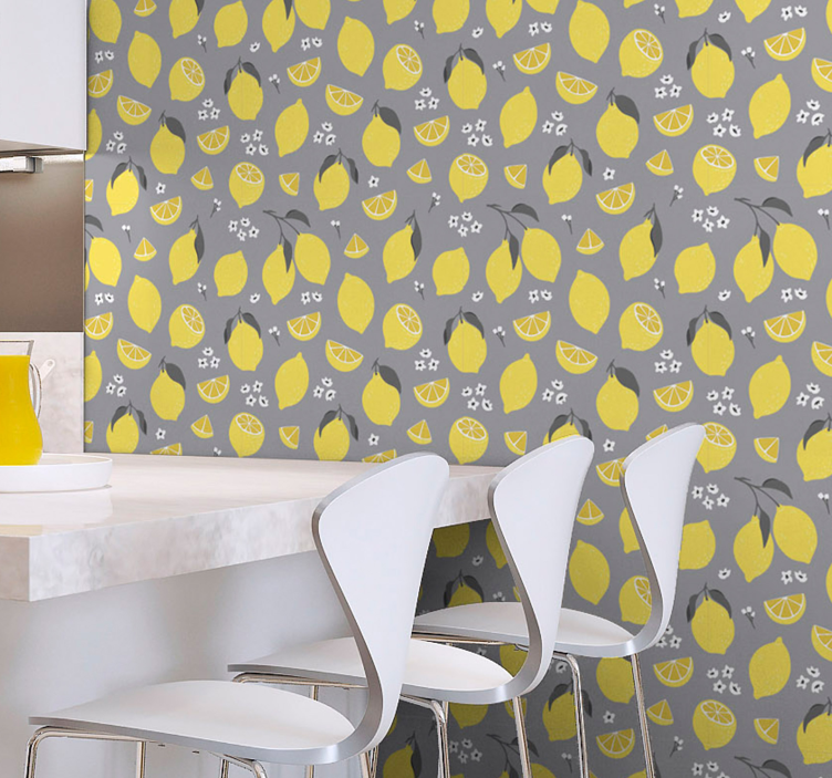 Tropical Lemon Citrus wallpaper - TenStickers