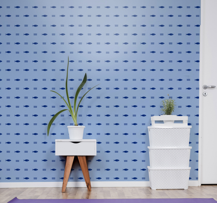 Underwater Blue Pattern fish wallpaper - TenStickers