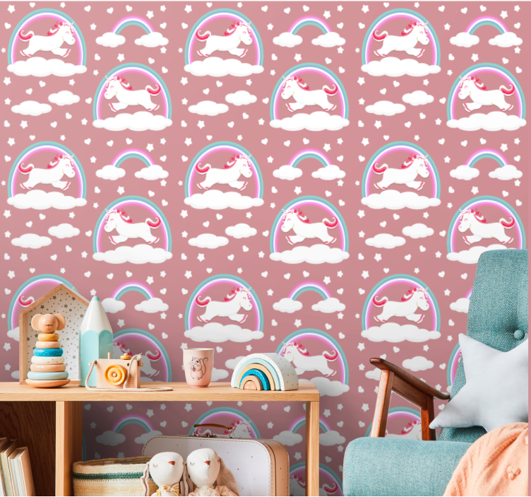Unicorn Dreamscapes nursery wallpaper - TenStickers