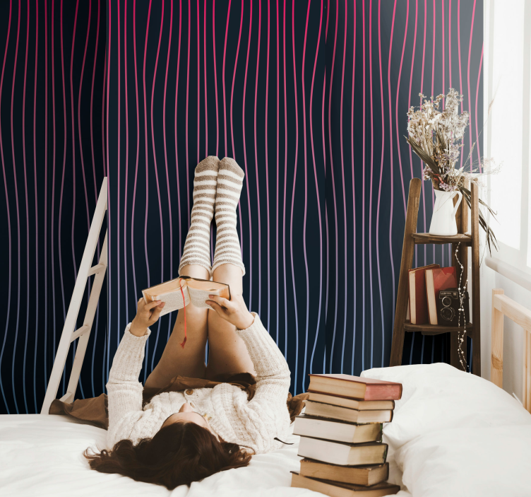 Vaporwave stripes vertical wallpaper - TenStickers