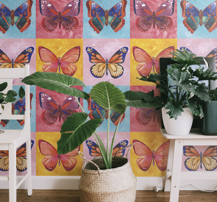 Vibrant Insect Display butterfly wallpaper - TenStickers
