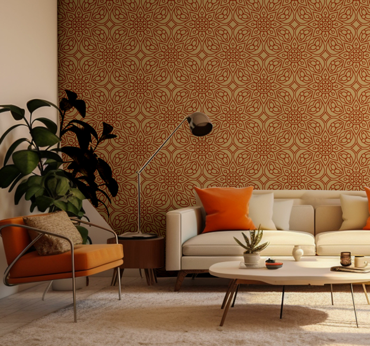 Vintage mandala elements Flowery Wallpaper - TenStickers